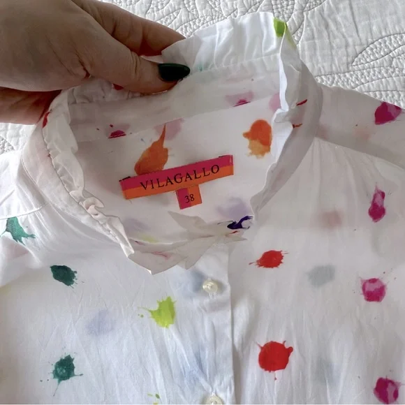 Vilagallo Multicolor Polka Dot Button Down Shirt - Picture 6 of 12